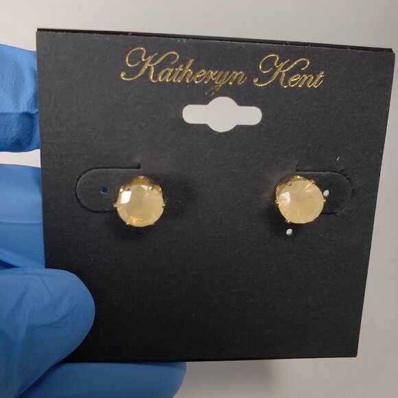 KATHERYN KENT, Stylished Gold-tone & Tan Stone Stud Earrings - Fashion Jewelry - Picture 5 of 8